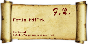 Foris Márk névjegykártya